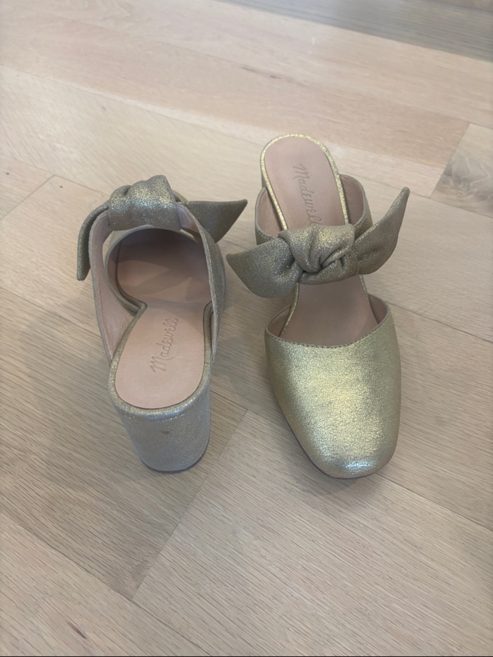 Madewell Metallic Gold Knot-Detail Mules